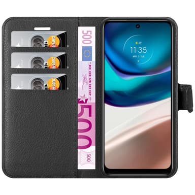 Motorola MOTO G42 Suojakuori Lompakkokotelo (Musta)