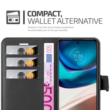 Motorola MOTO G42 Suojakuori Lompakkokotelo (Musta)