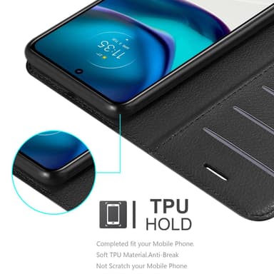 Motorola MOTO G42 Suojakuori Lompakkokotelo (Musta)