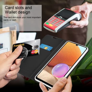 Samsung Galaxy A32 4G Suojakuori Lompakkokotelo (Musta)