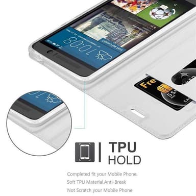 HTC ONE M9 Suojakuori Lompakkokotelo (Hopea)