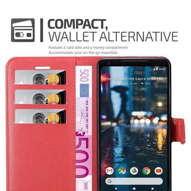 Google PIXEL 2 XL Suojakuori Lompakkokotelo (Punainen)