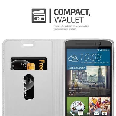 HTC ONE M9 Suojakuori Lompakkokotelo (Hopea)