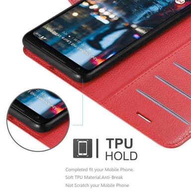 Google PIXEL 2 XL Suojakuori Lompakkokotelo (Punainen)