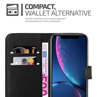 iPhone XR Suojakuori Lompakkokotelo (Musta)