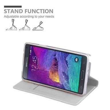Samsung Galaxy NOTE 4 Suojakuori Lompakkokotelo (Hopea)