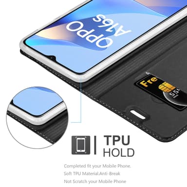 Oppo A16s / A54s Suojakuori Lompakkokotelo (Musta)