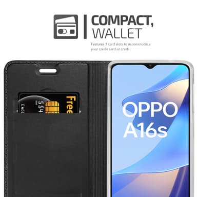 Oppo A16s / A54s Suojakuori Lompakkokotelo (Musta)