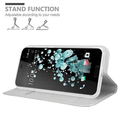 HTC U PLAY Suojakuori Lompakkokotelo (Hopea)