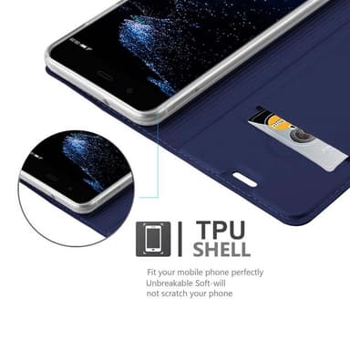 Huawei P10 Suojakuori Lompakkokotelo (Sininen)