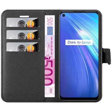 Realme 6 4G / 6s Suojakuori Lompakkokotelo (Musta)