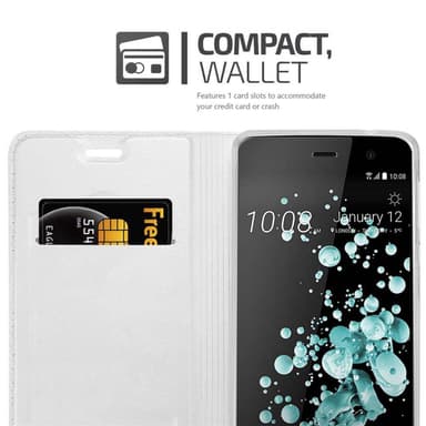 HTC U PLAY Suojakuori Lompakkokotelo (Hopea)