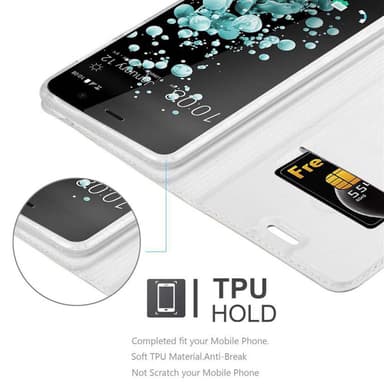 HTC U PLAY Suojakuori Lompakkokotelo (Hopea)