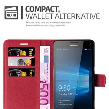 Nokia Lumia 950 XL Suojakuori Lompakkokotelo (Punainen)
