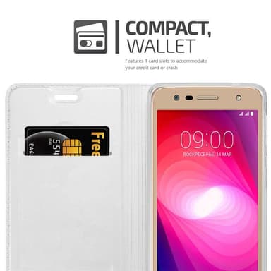 LG X POWER 2 Suojakuori Lompakkokotelo (Hopea)