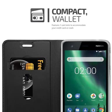 Nokia 2 2017 Suojakuori Lompakkokotelo (Musta)