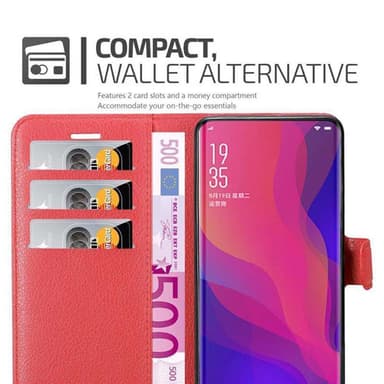 Oppo FIND X Suojakuori Lompakkokotelo (Punainen)