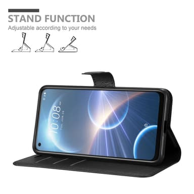 HTC Desire 22 PRO Suojakuori Lompakkokotelo (Musta)