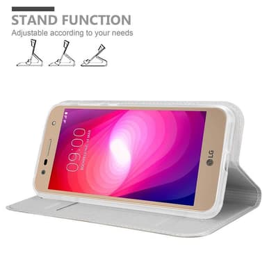 LG X POWER 2 Suojakuori Lompakkokotelo (Hopea)