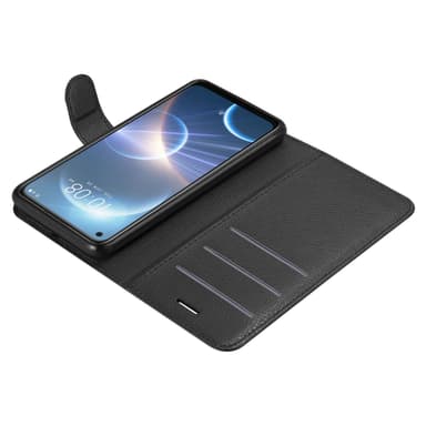 HTC Desire 22 PRO Suojakuori Lompakkokotelo (Musta)