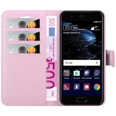Huawei P10 Suojakuori Lompakkokotelo (Vaaleanpunainen)