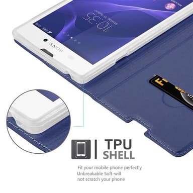 Sony Xperia T3 Suojakuori Lompakkokotelo (Sininen)