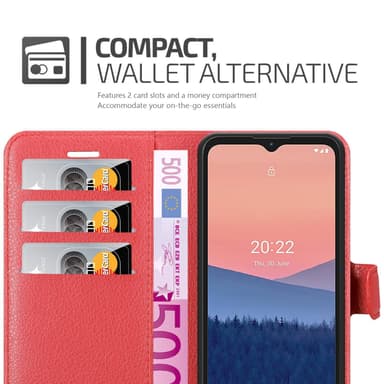 Nokia C21 Suojakuori Lompakkokotelo (Punainen)