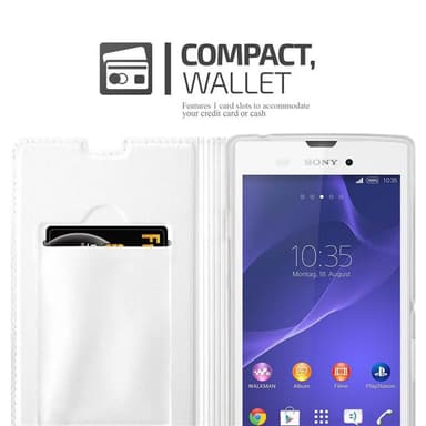 Sony Xperia T3 Suojakuori Lompakkokotelo (Hopea)