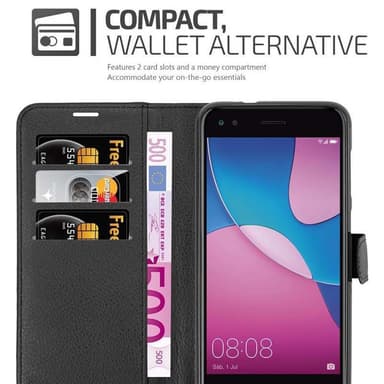 Huawei Enjoy 7 Suojakuori Lompakkokotelo (Musta)