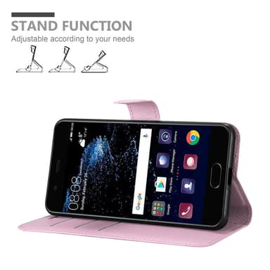 Huawei P10 Suojakuori Lompakkokotelo (Vaaleanpunainen)