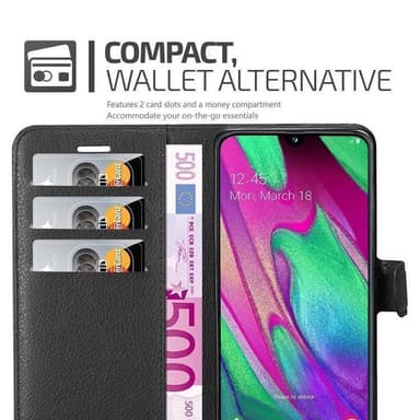 Samsung Galaxy A40 Suojakuori Lompakkokotelo (Musta)