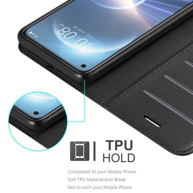 HTC Desire 22 PRO Suojakuori Lompakkokotelo (Musta)
