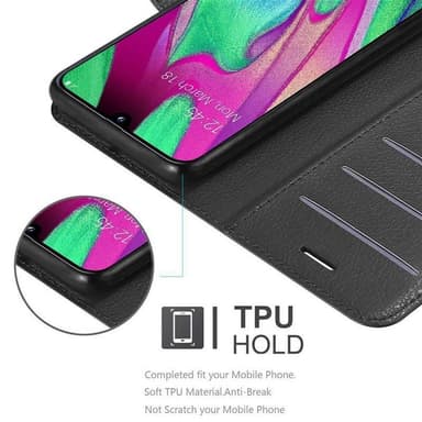 Samsung Galaxy A40 Suojakuori Lompakkokotelo (Musta)