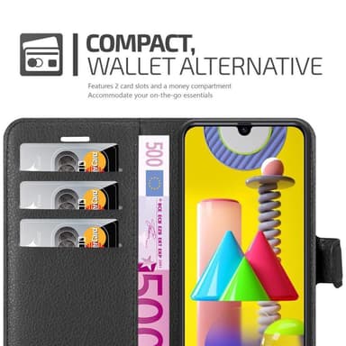 Samsung Galaxy M31 Suojakuori Lompakkokotelo (Musta)