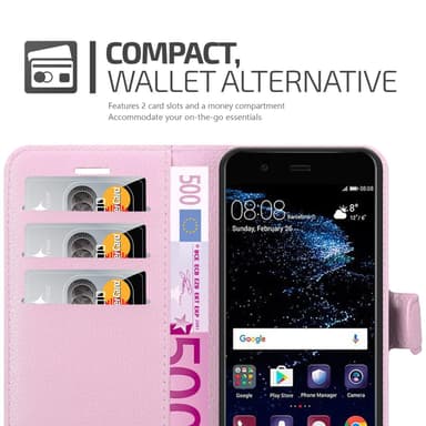 Huawei P10 Suojakuori Lompakkokotelo (Vaaleanpunainen)