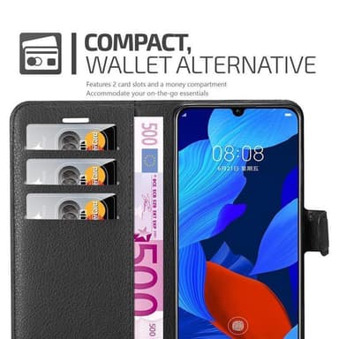 Huawei NOVA 5 / 5 PRO Suojakuori Lompakkokotelo (Musta)
