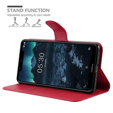 Nokia 5.1 Suojakuori Lompakkokotelo (Punainen)
