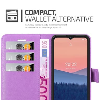 Nokia C21 Suojakuori Lompakkokotelo (Violetti)
