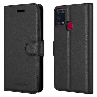 Samsung Galaxy M31 Suojakuori Lompakkokotelo (Musta)