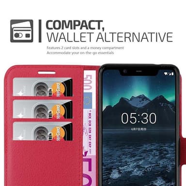 Nokia 5.1 Suojakuori Lompakkokotelo (Punainen)