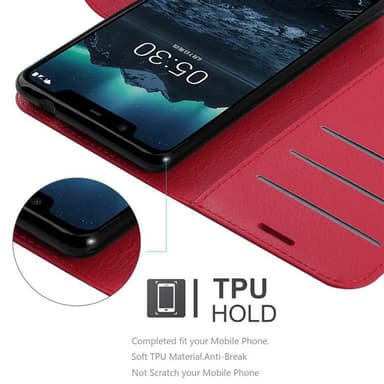 Nokia 5.1 Suojakuori Lompakkokotelo (Punainen)