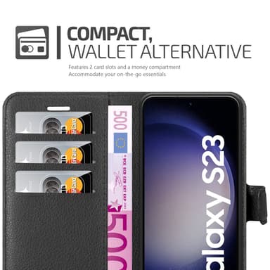 Samsung Galaxy S23 Suojakuori Lompakkokotelo (Musta)