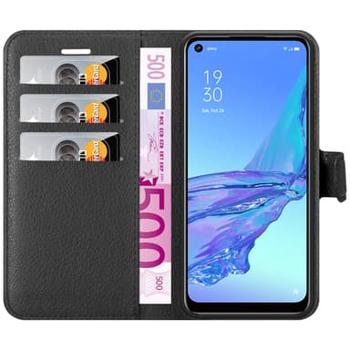Oppo A53 Suojakuori Lompakkokotelo (Musta)