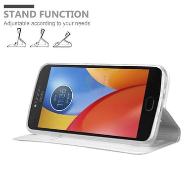 Motorola MOTO E4 Suojakuori Lompakkokotelo (Hopea)