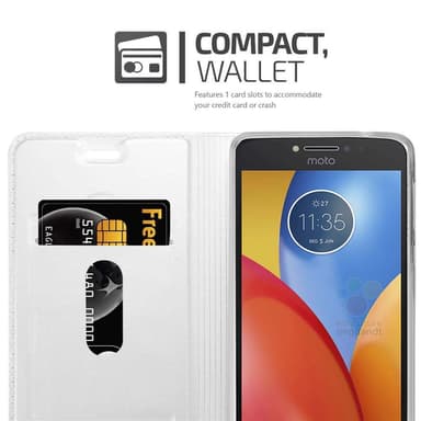 Motorola MOTO E4 Suojakuori Lompakkokotelo (Hopea)