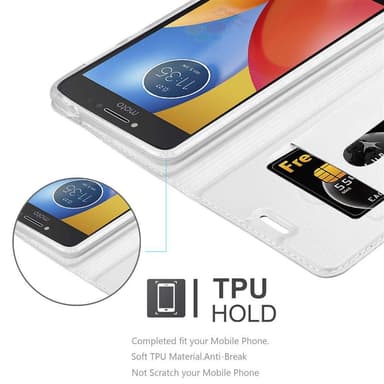 Motorola MOTO E4 Suojakuori Lompakkokotelo (Hopea)