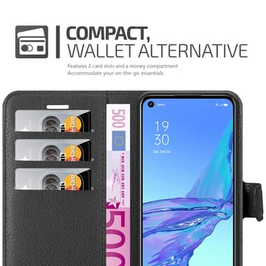 Oppo A53 Suojakuori Lompakkokotelo (Musta)