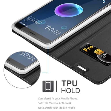 HTC Desire 12 Suojakuori Lompakkokotelo (Musta)