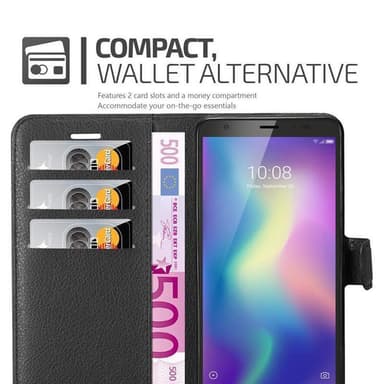 ZTE Blade A5 2019 Suojakuori Lompakkokotelo (Musta)