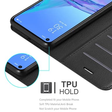 Oppo A53 Suojakuori Lompakkokotelo (Musta)